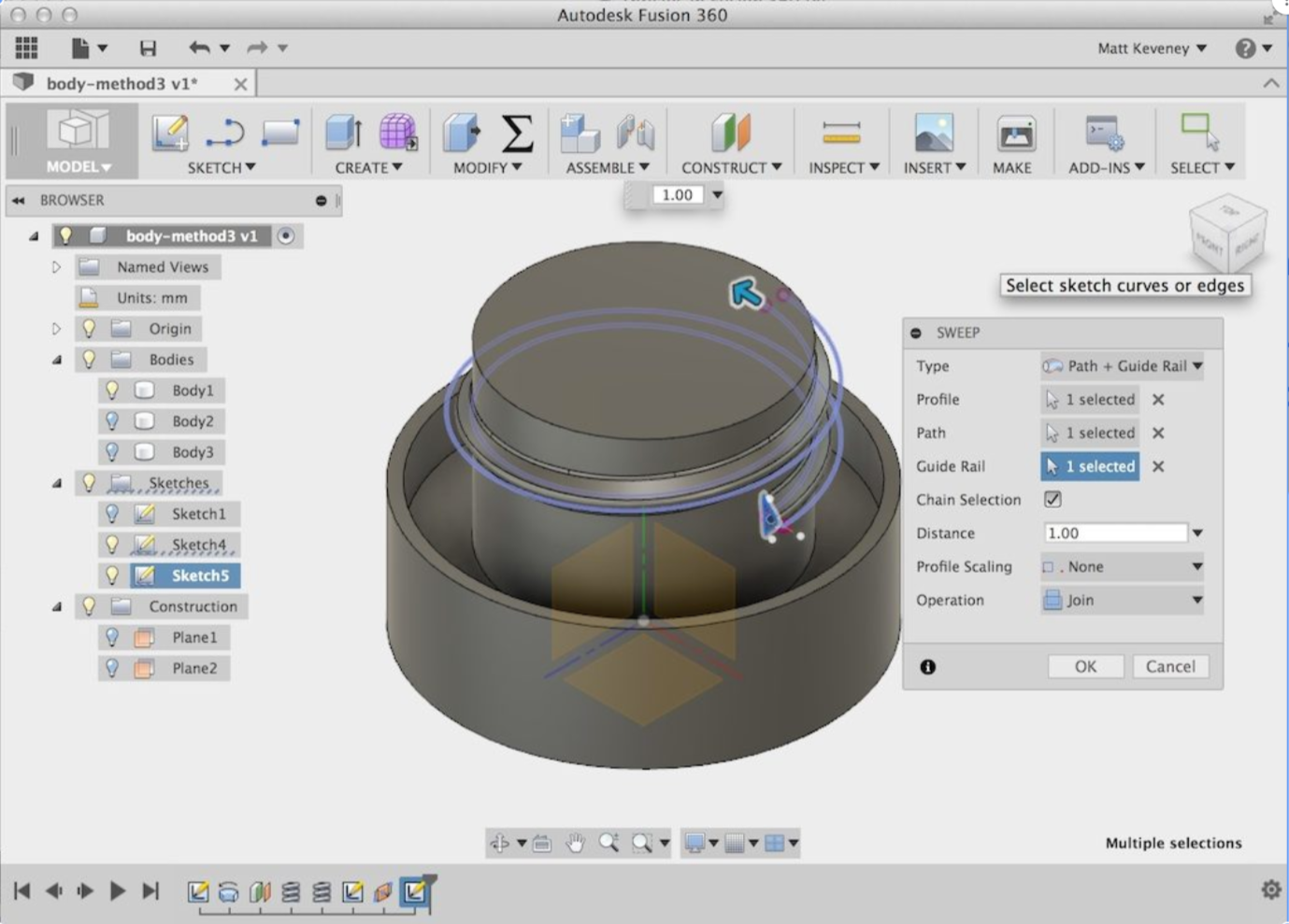 Fusion перевод. Fusion 360 конусная труба. Insert для Fusion 360. Fusion 360 Sweep. Полый цилиндр Fusion 360.